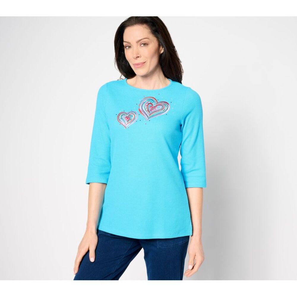 Top Knot Women's Sz XS Love isthe Air Waffle Sleeve Blue A632458
